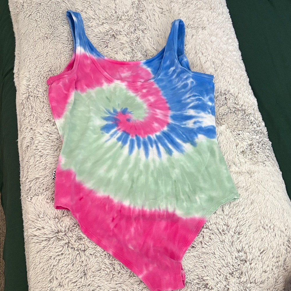 Vans Spiral Tie-Dye Tank Bodysuit in Blue Pink Green - Picture 6 of 6